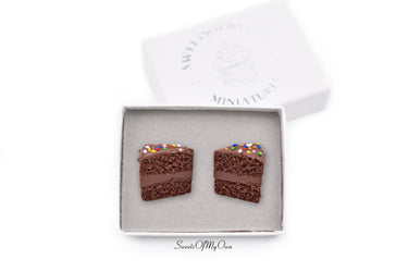 Chocolate Cake with Sprinkles Stud Earrings